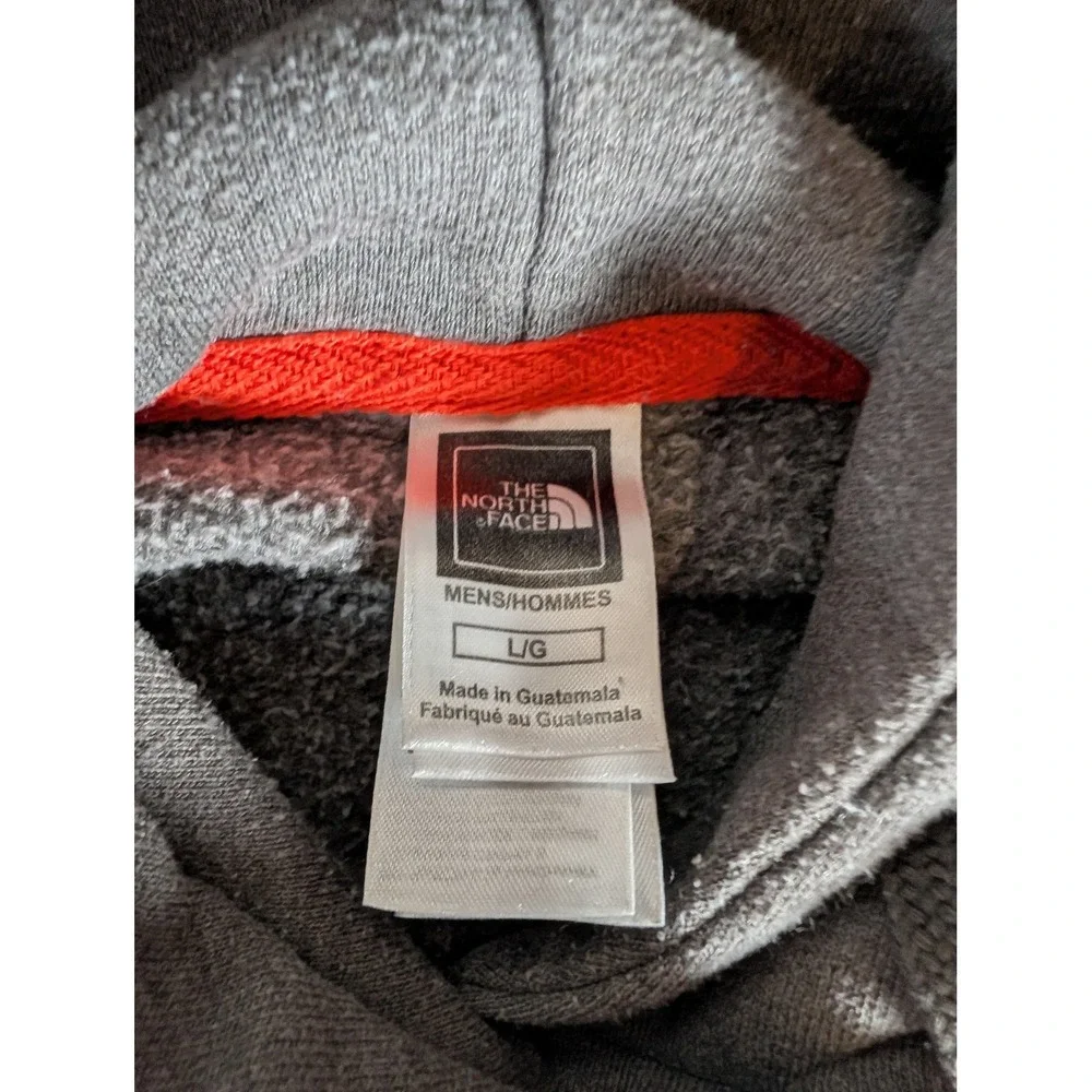 The North Face Mens Charcoal Grey‎ Orange Logo Pullover Hoodie Sweatshirt 5475